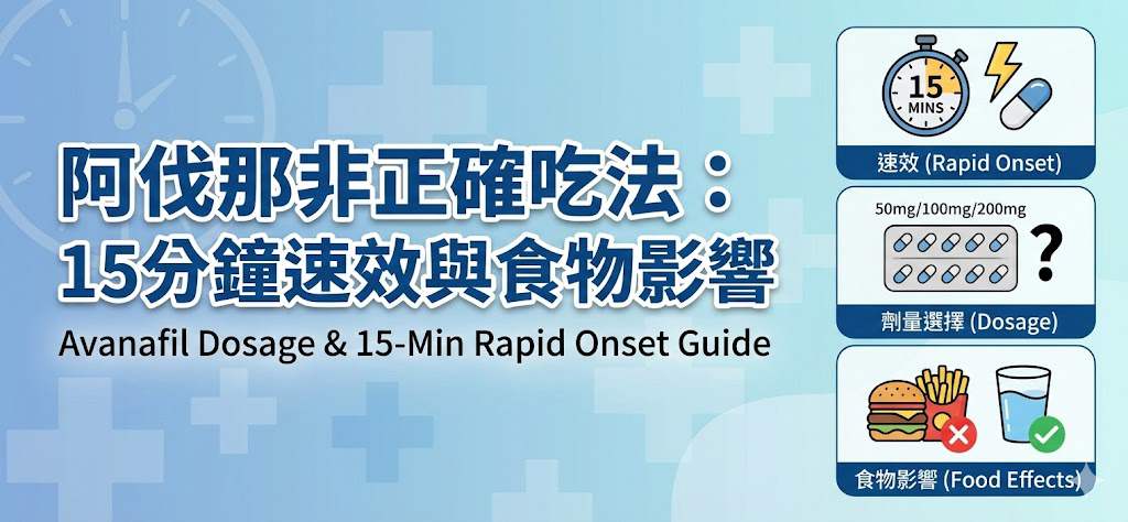 阿伐那非 (賽倍達) 正確吃法：15分鐘速效劑量與食物影響解析 藥物外觀與包裝示意圖
